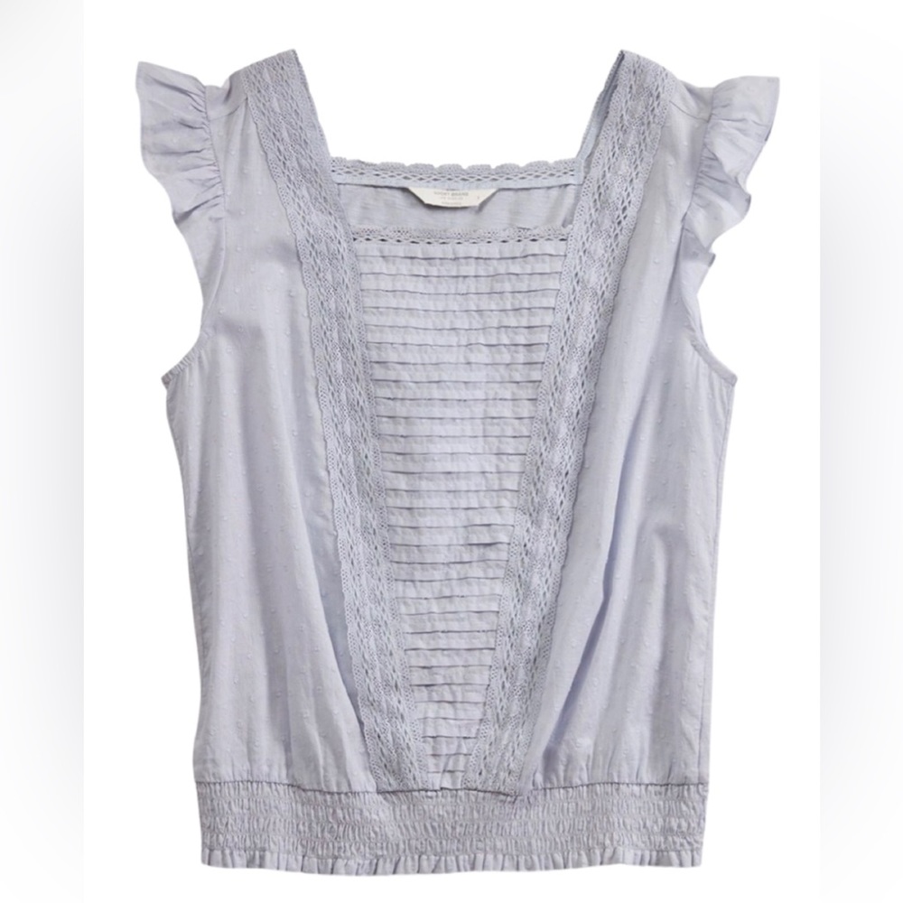 Lucky Brand Mixed Media Square Neck Blouse